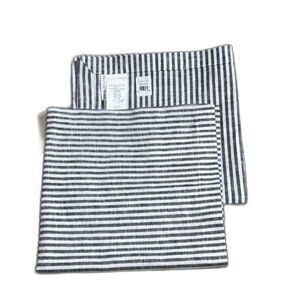 POTTERY BARN Wheaton 2 Striped Linen Cotton Napkins Gray White 20 x 20 inches